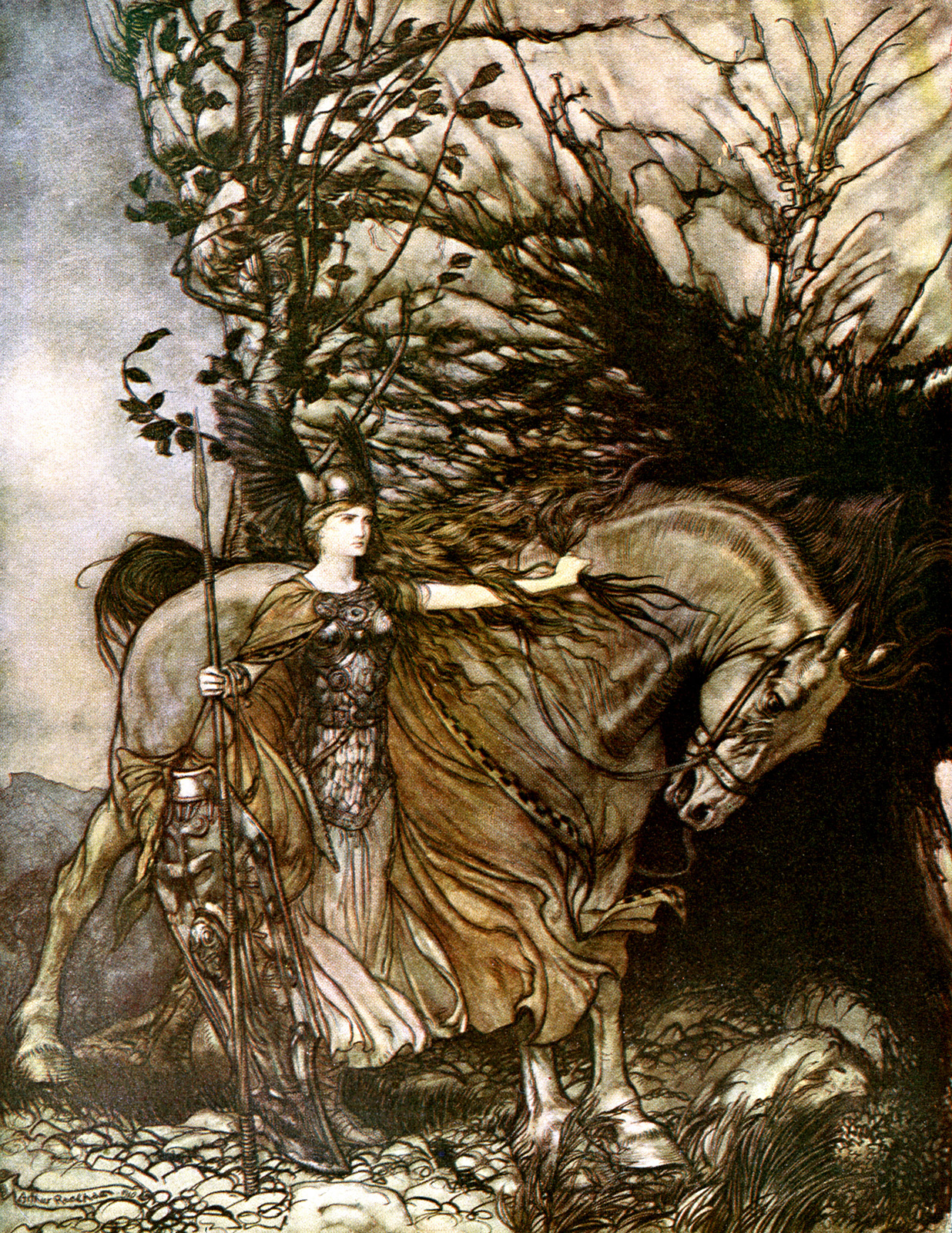 arthur rackham_the ring of the niblung_the valkyrie_08