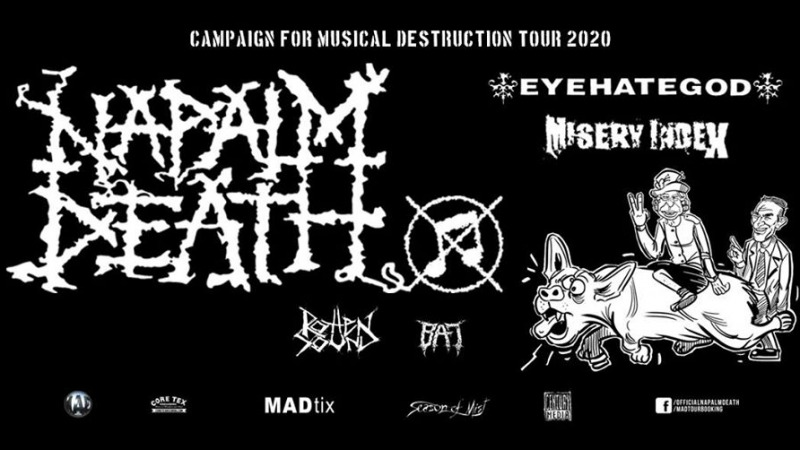 Napalm Death + EYEHATEGOD + Misery Index + Rotten Sound + BAT – La Machine du Moulin Rouge – Paris – 03/03/2020